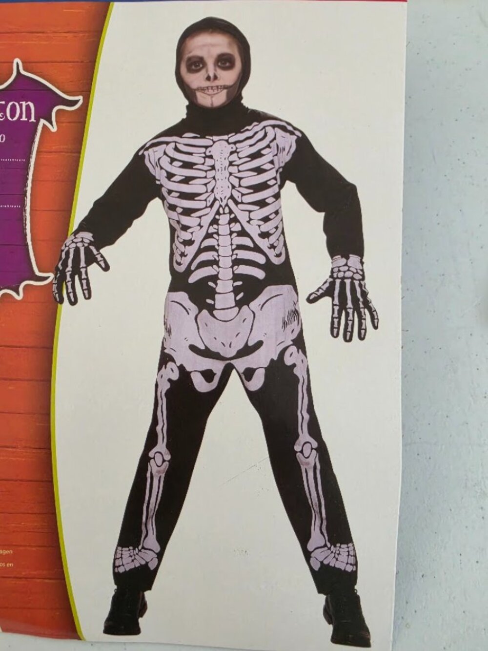 Rubies Skeleton Jumpsuit Hood Kids Halloween Costume. S (4-6).